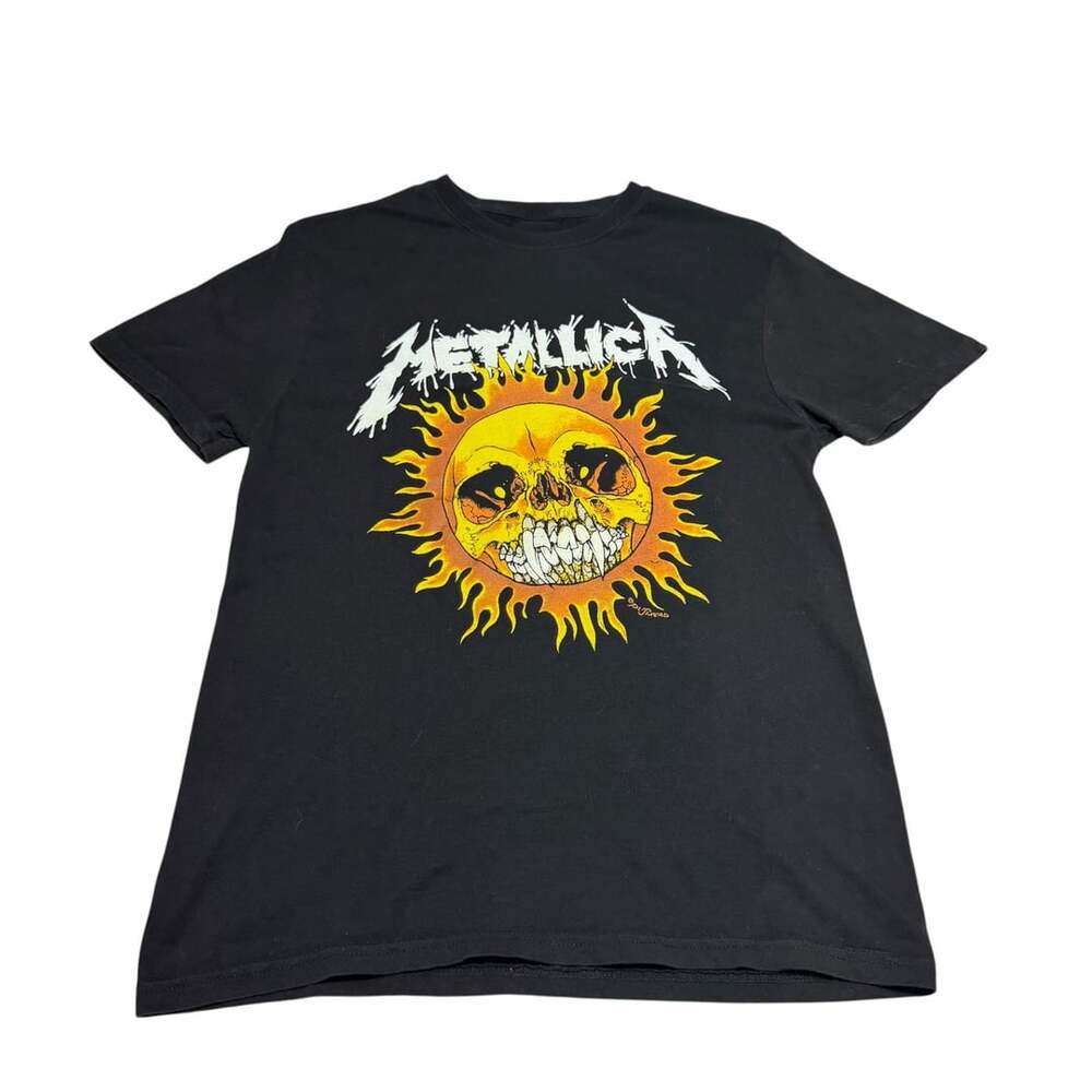 Metallica Sun Skull Graphic Black Short Sleeve T-Shirt Size Small